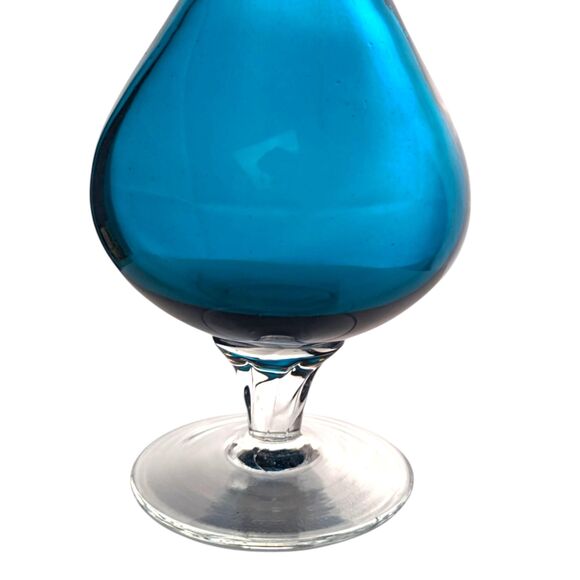 Vintage Cobalt Blue Art Glass Decanter Set: Mid-Century Modern Barware - Picture 6 of 10